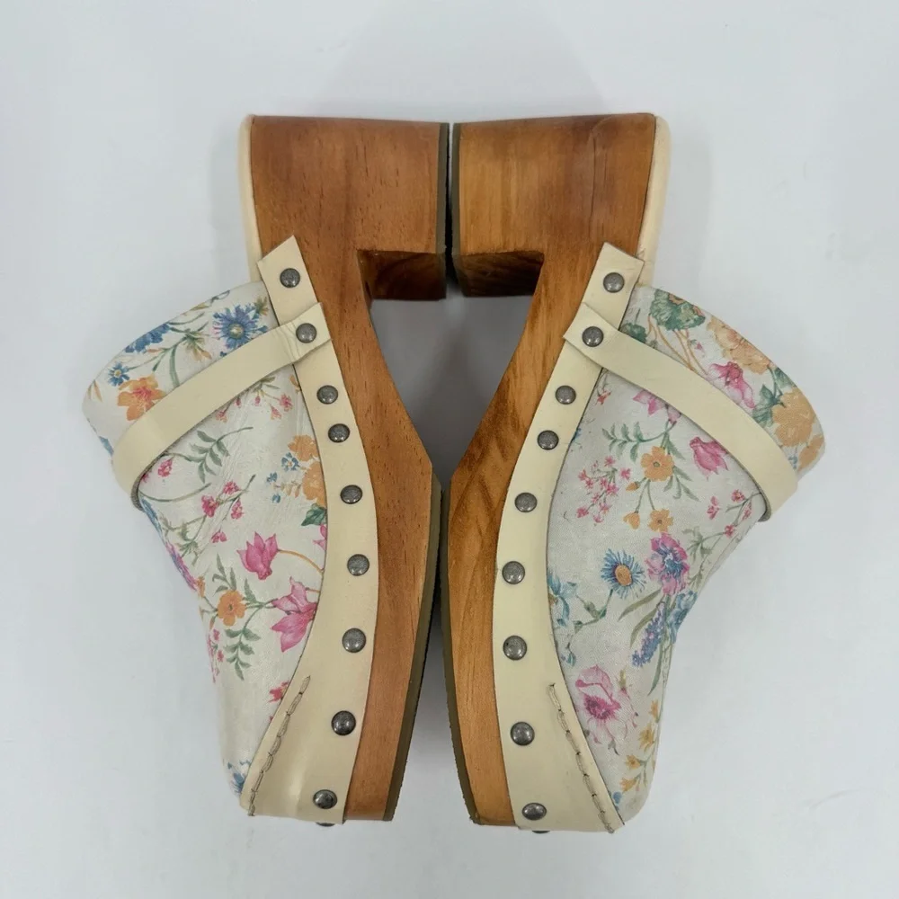 Free People Calabasas Floral Wood Clog Size 38 or US 7.5 - Picture 9 of 13